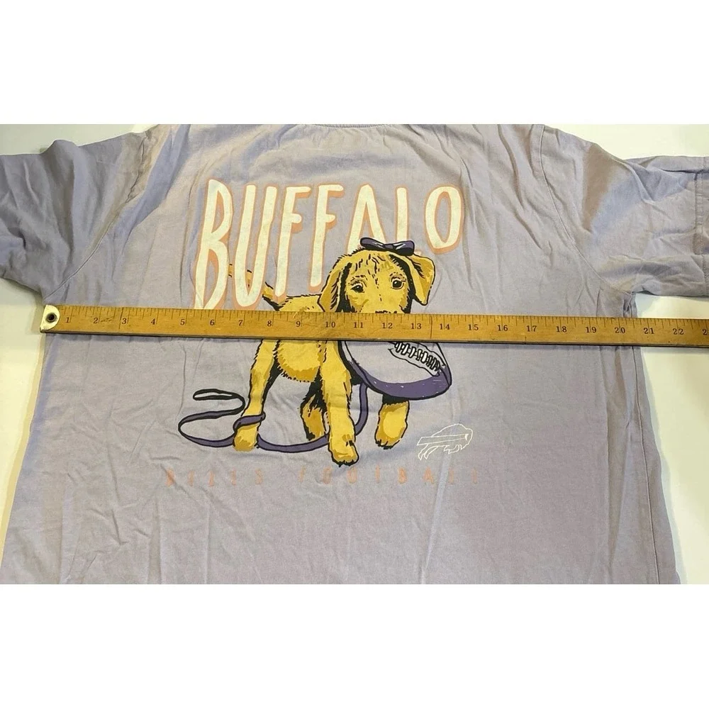 Buffalo Bills NFL Team Apparel Lavender Purple Labradoodle Pocket Tshirt (Large)